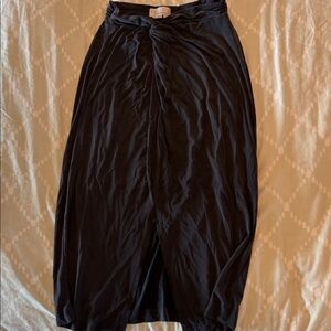 Anthropologie Black Knot-Front Midi Skirt